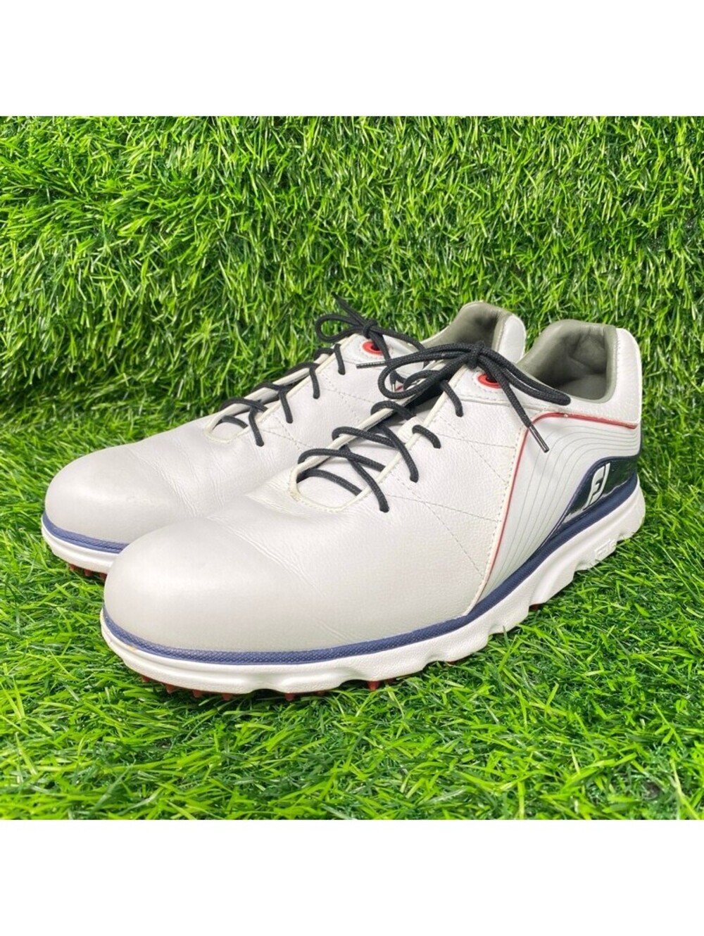 FootJoy Pro SL Shoes 53269 Men's 8.5M White Red Navy Golf Cleats Spikeless 2212